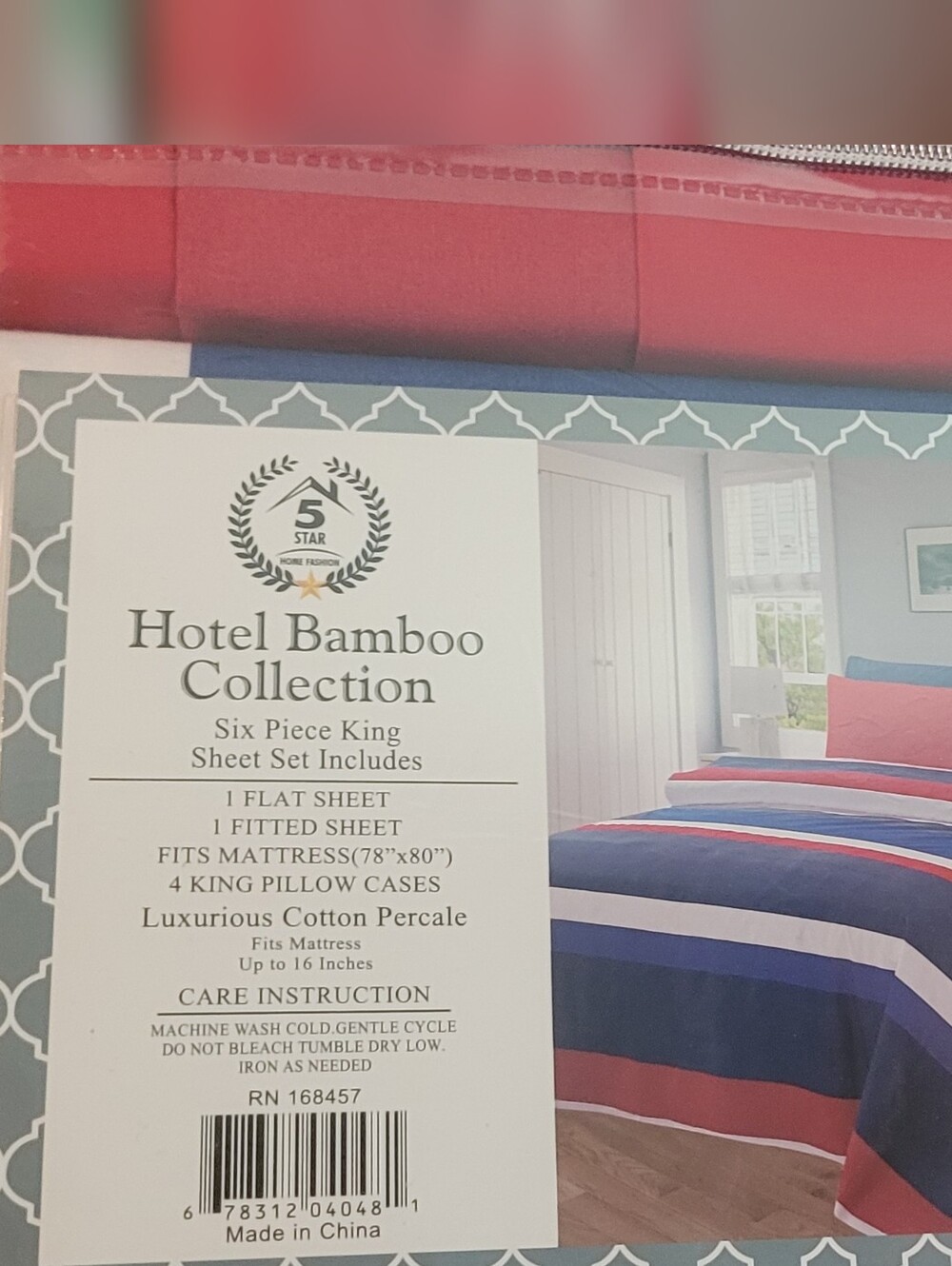 King Sheet Set in Red, White and Blue